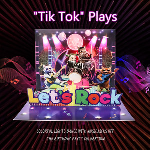 US Local Stock Verfügbar Designer Geburtstags grüße Rock Star Cat Gitarre Lustige humorvolle Geburtstags karte mit Licht und Musik - Product Image 2
