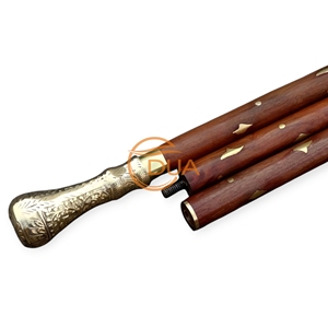 复古风格的手杖，采用黄铜手柄，设计复杂。 - Product Image 5