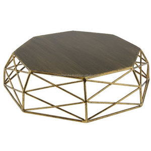 Supporto per torta di Design di lusso di alta qualità a forma geometrica in legno placcato oro Top per torte di nozze