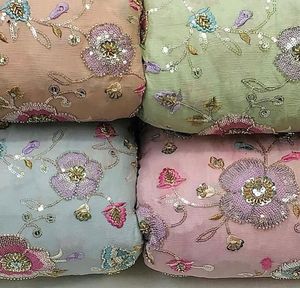 ジョーゼット刺繍ビートワーク生地メイクドレス素材