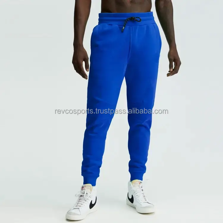 Jogger deportivo ajustado de algodón para hombre, recién llegados, pantalones de chándal de entrenamiento de gimnasio con cordón en la cintura, pantalones de chándal azul real para hombre