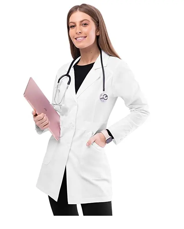 Penjualan Terbaik gaun mantel panjang warna putih wanita seragam kesehatan scrub seragam perawat gigi dokter jas Lab gaun mantel