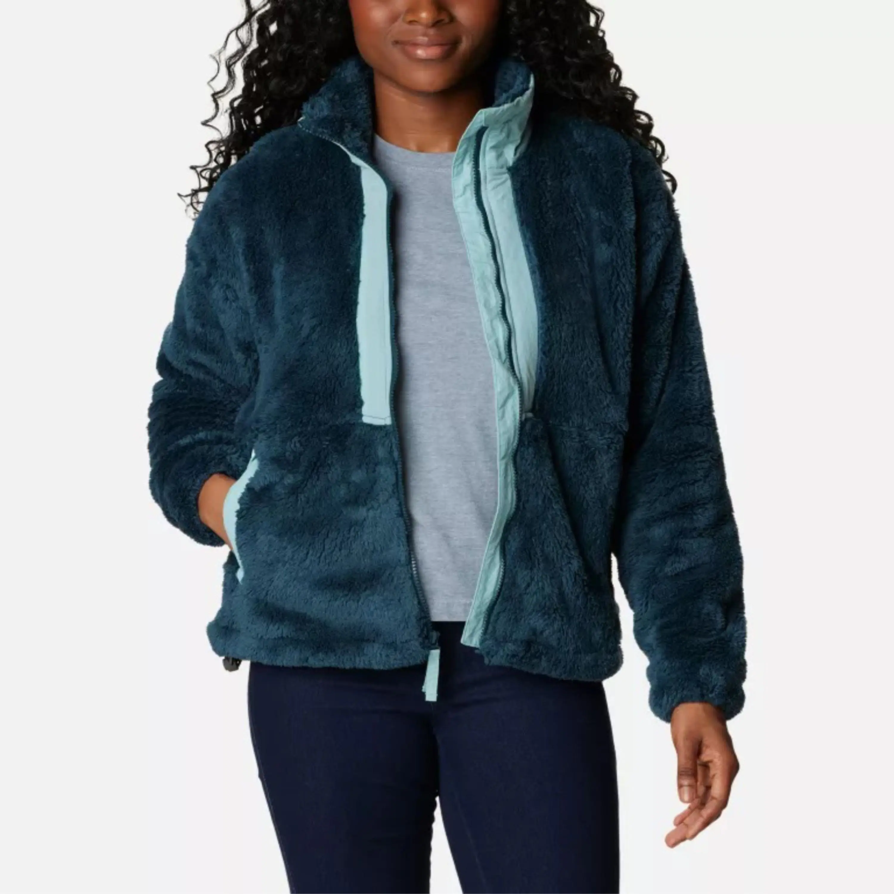 Individuelle Damenbekleidung Funkel-Ausschnitt Sherpa-Jacke Reißverschluss Fleece übergroßer Viertel Reißverschluss Pullover Teddy Fleece