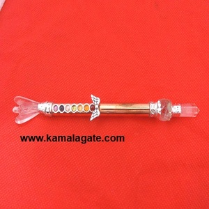 Doğal kristal kuvars melek yedi çakra şifa çubuğu Feng Shui tarzı oyma akik küçük OM sembol taş infüzyon ile - Product Image 2