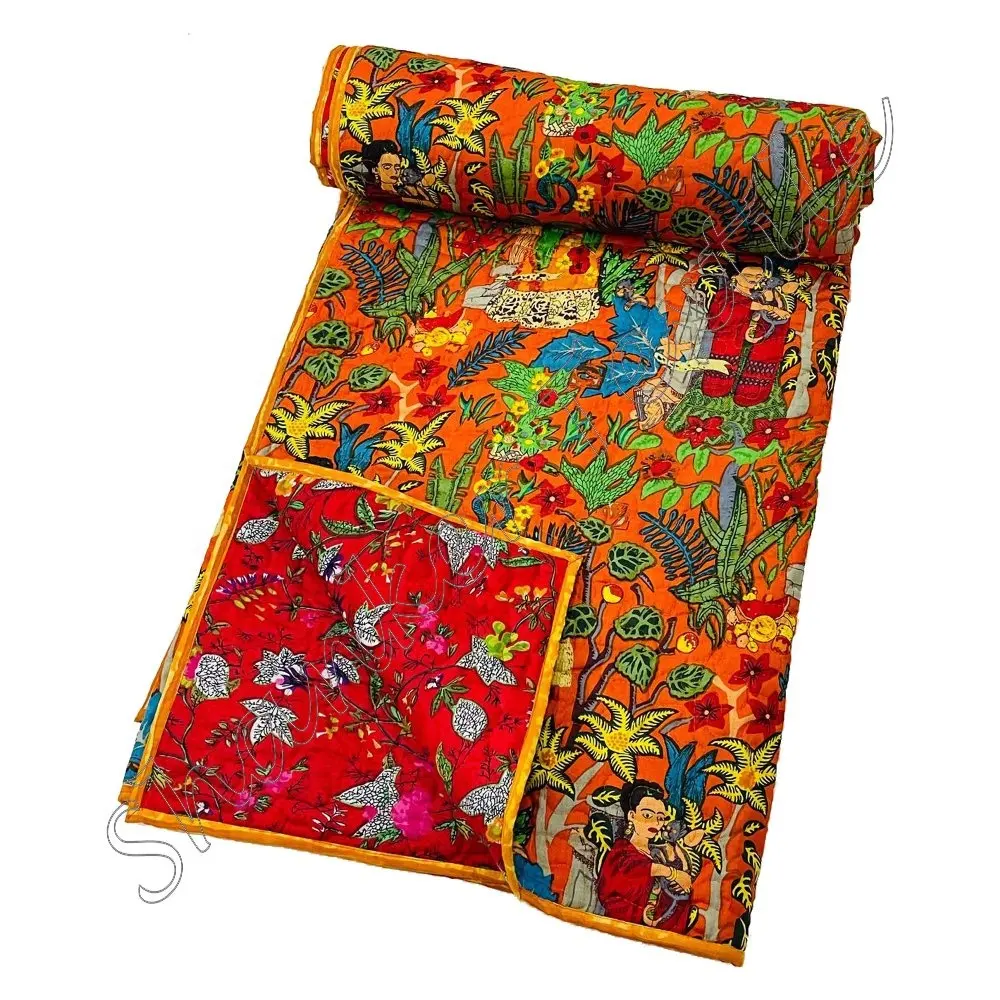 2023 tendencia exportación calidad hermoso edredón cubierta de cama colcha manta Frida Kahlos impreso acolchado cubierta de cama Reversible