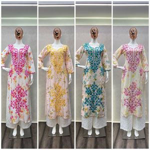 Designer Indian Pakistani Top-<strong>Plazo</strong> and Dupatta <strong>Set</strong> Bollywood Dress Party Wear Suit Wedding - Product Image 4