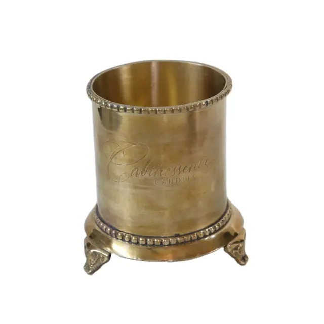 Venda quente de latas de vela de latão personalizadas de melhor qualidade, copos com tampa de latão, potes de velas, recipientes para velas da Índia