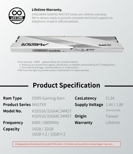 <strong>Dual</strong> <strong>Channel</strong> DDR5 16GB X2 6800MHz RAM <strong>Memory</strong> with Silver Heatsink for AMD for PC Desktop Gaming ECC Function Stock Available - Product Image 4