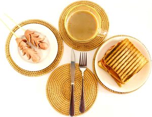 Handmade Clássico Exótico Rattan Trivets Placemats Table Mats Artisan-Criado <span class=keywords><strong>Coasters</strong></span> para Panelas Quentes Panelas Bules Bebidas
