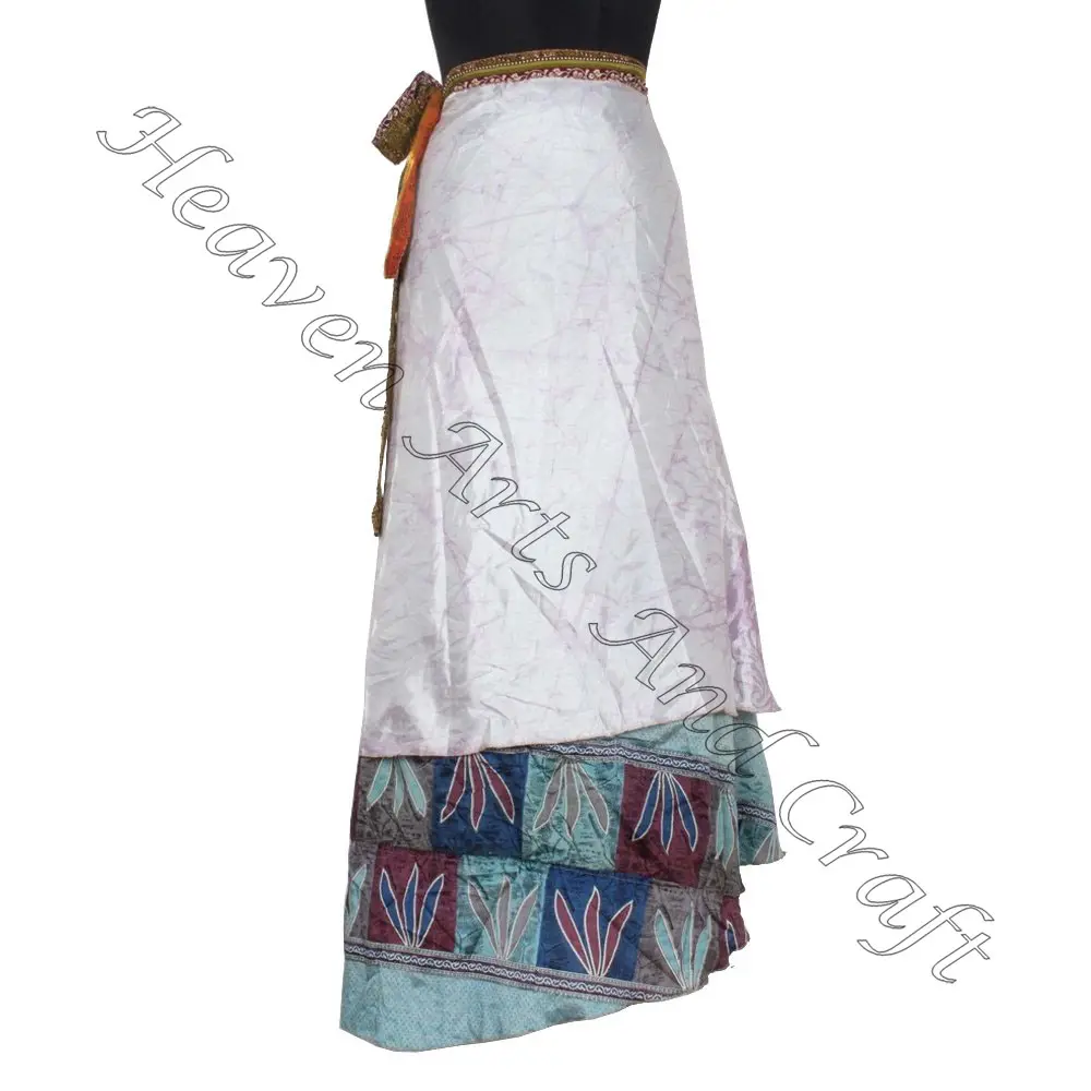 Sari Wrap Around Skirt Two Layer Printed Beach Wrap boho stylish multi color summer wear comfortable fashion hippie style