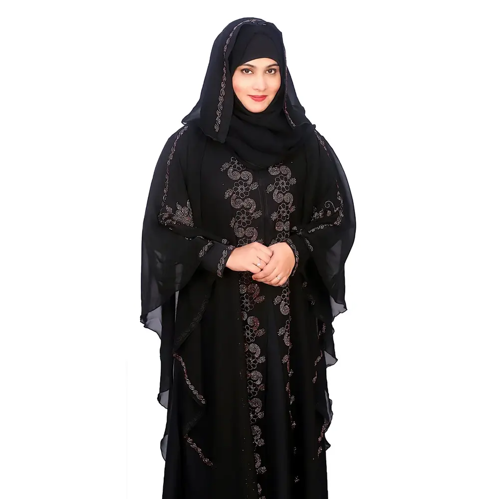 Moda manica lunga Hijab Abaya Allover modello di alta qualità donna Borka abito islamico per le donne