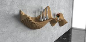 Modern ev sanat Set 56 CNC dijital desen dosyaları için dalgalı ahşap duvar dekor raf parametrik tasarım Art Deco tarzı asılı - Product Image 5