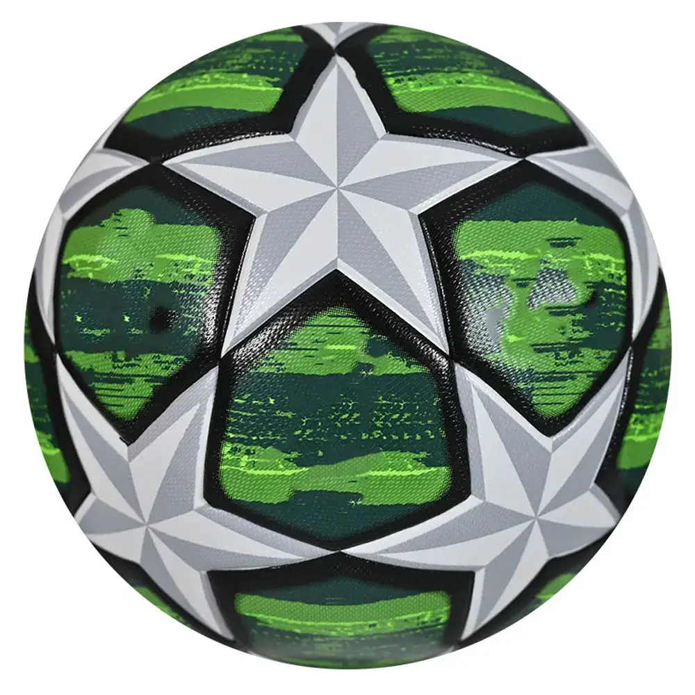 Venta al por mayor diseño de estrella verde impreso fútbol personalizado hecho de alta calidad duradero al aire libre interior fútbol promocional