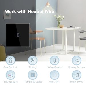 WiFiスマートスイッチEUライトウォールタッチスイッチ220Vニュートラルワイヤースマートライフボイスコントロールで動作する必要があります - Product Image 6