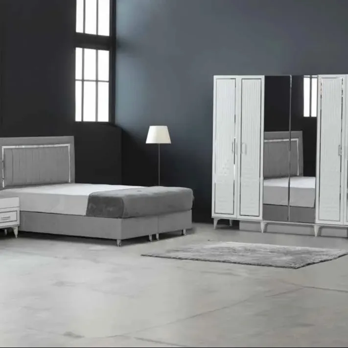 Элитный экономический комплект для спальни, 4 двери, шкаф, кровать размера «king-size», гладкая отделка, новейший дизайн, в турецком стиле, высокое качество