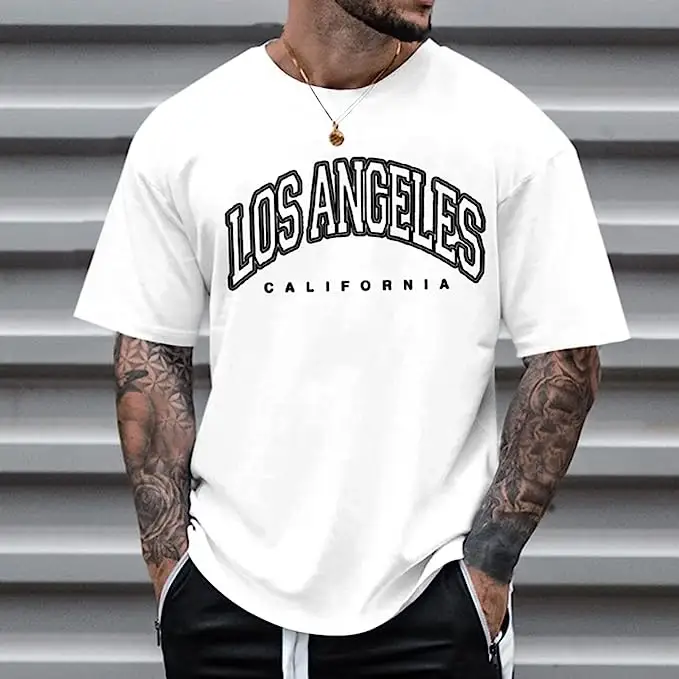 Camisetas estampadas de algodón poliéster Los Ángeles superventas para hombre