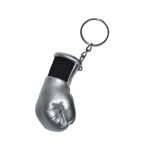 Personalizado Mini PU Leather Boxing Luvas Keyring com PVC Aço Inoxidável Prata Cor Keyring Melhor Presente para Boxer