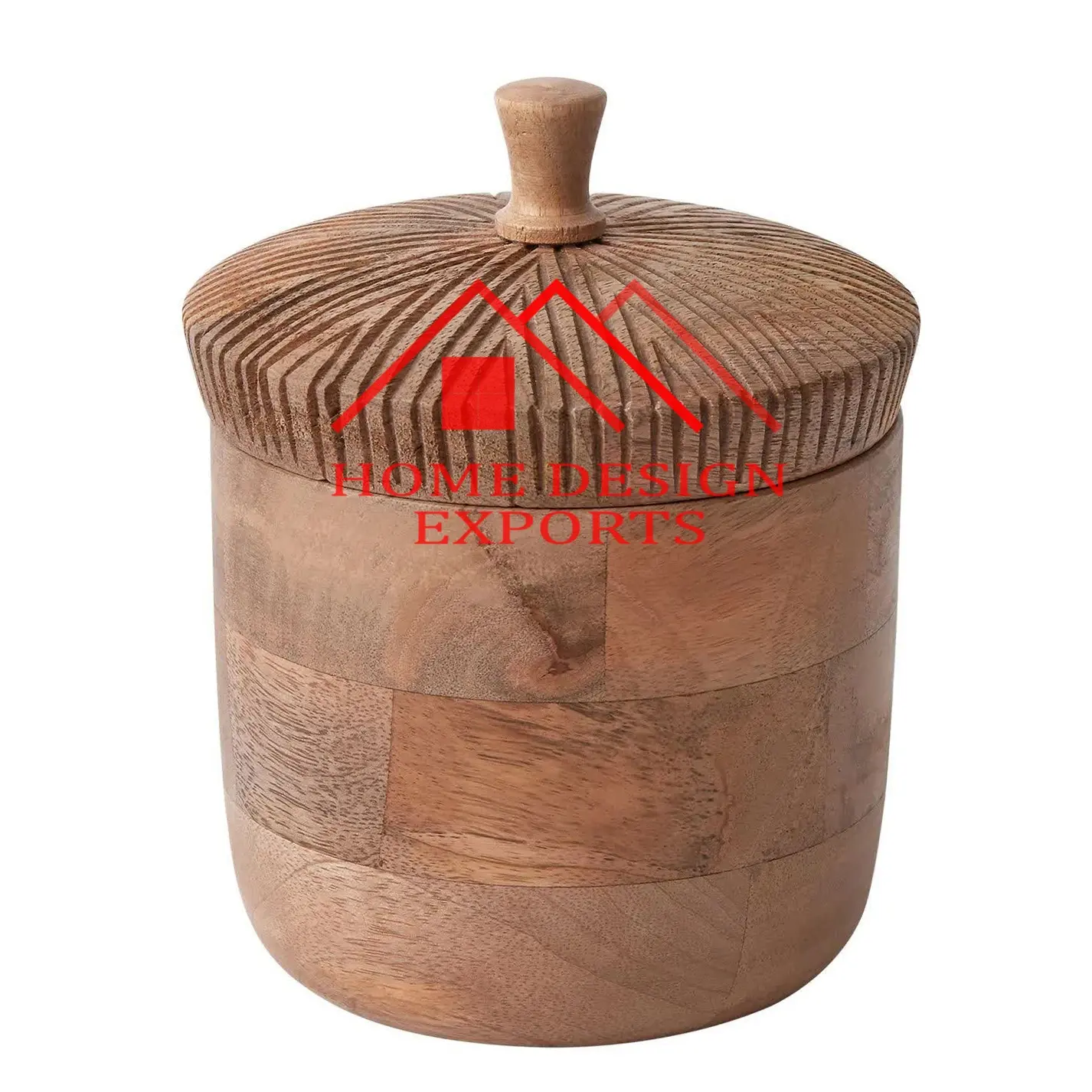 Hot Aelling Natural Wooden Sugar Storage Canister with Lids Natural Brown Wooden Tea Sugar Coffee Canister for Home