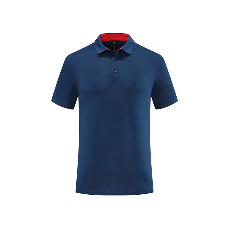 Kaos Polo pria kualitas tinggi gaya baru 2023 Jersey cepat kering biru dongker dengan Logo Anda
