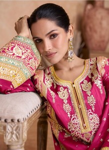 אנטרה אורח חיים נשים מסיבה ללבוש salwar kameez עם רצף רקמת צ 'ינון כבדה ועבודת קידוד