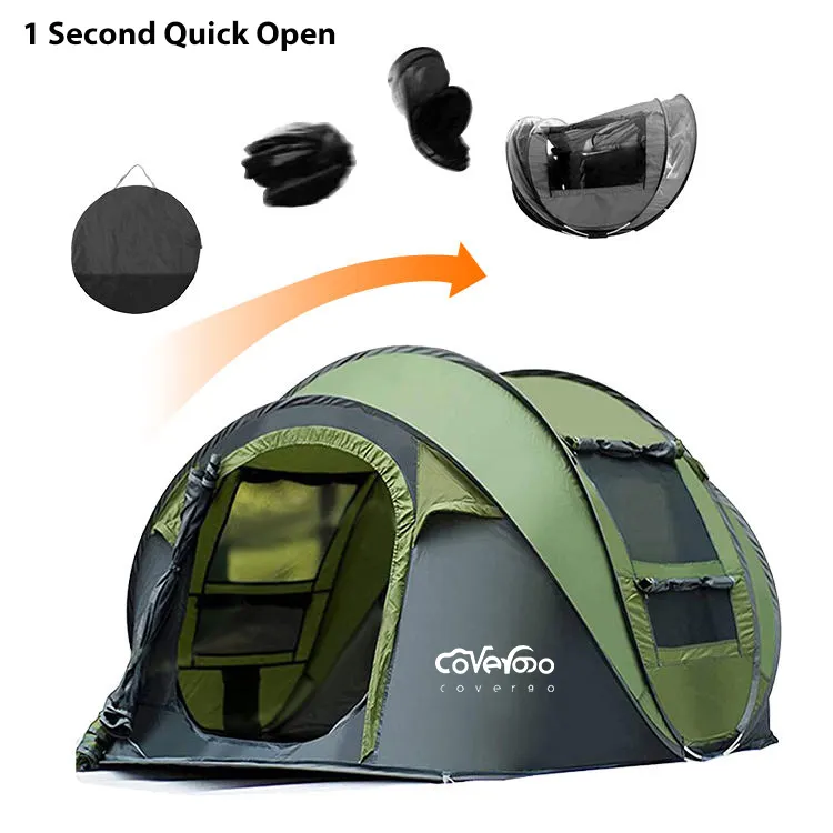 Tente pop-up familiale pour camping en plein air personnalisée, étanche, portable, automatique, pour 3 à 8 personnes