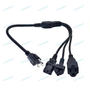 1対3米国プラグ3-プロングNEMA 5-15P to IEC320 C13 + C5 + Nema 5-15Rメス、3 in 1多機能AC電源コード - Product Image 2