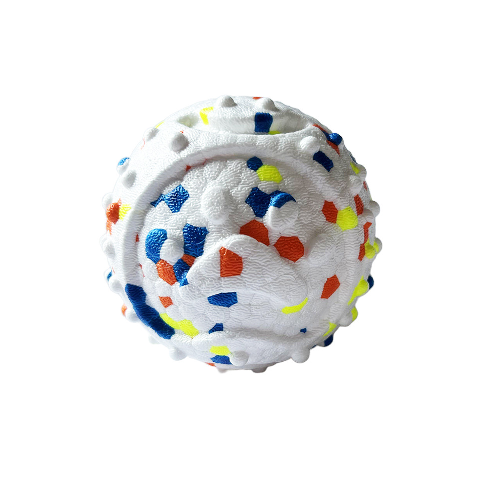 White base with blue, orange, and neon yellow dots