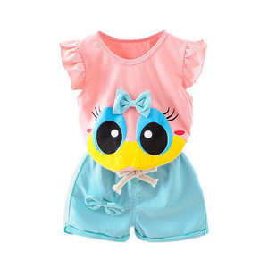 高品質<span class=keywords><strong>2</strong></span>個幼児キッズガールサマーセットかわいいビッグアイパターンTシャツショーツカスタムメイドパキスタン分。<span class=keywords><strong>2</strong></span>個注文
