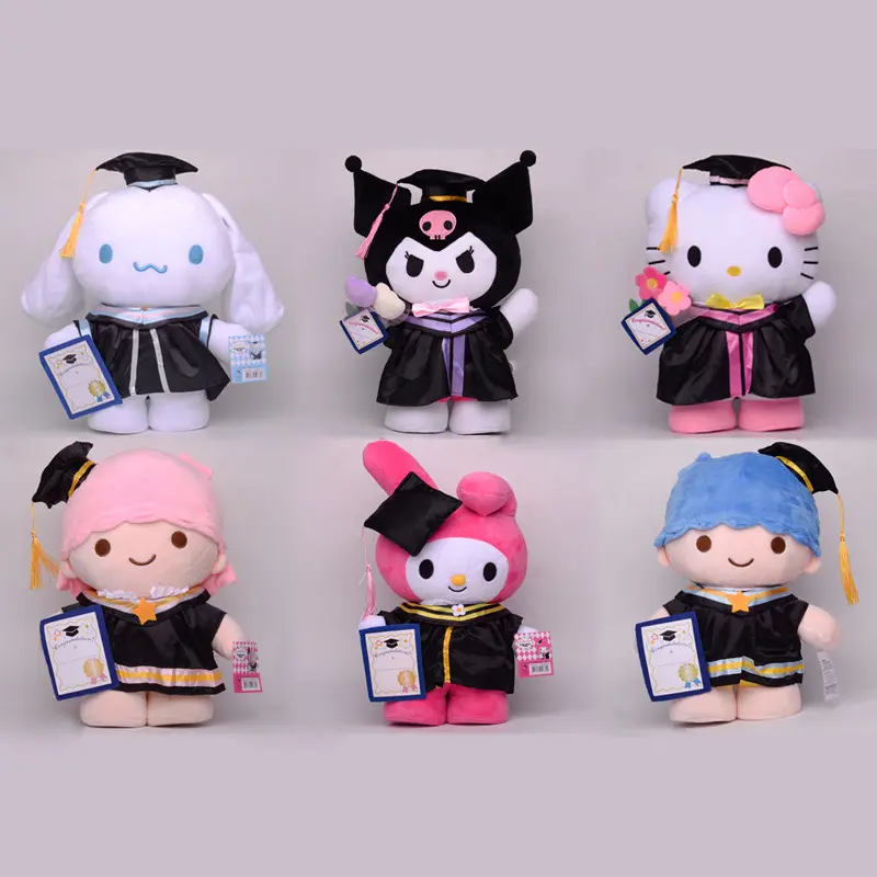 Atacado brinquedos Kawaii série Sanrioed brinquedos de pelúcia Kuromi estilo formatura brinquedos macios