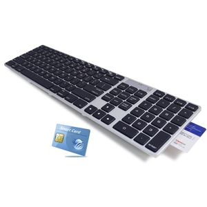 Lector de tarjetas de teclado inteligente con cable USB de perfil bajo más vendido Operación de tijera de plástico Compatible con Mac Nuevo inglés ruso - Product Image 1