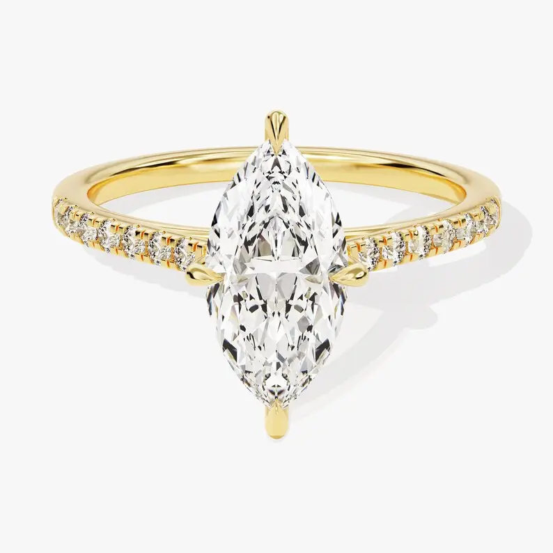 2 carati marchesa taglio Moissanite solitario accento fidanzamento fidanzamento anello nuziale gioielli con diamanti fantasia per la festa della donna