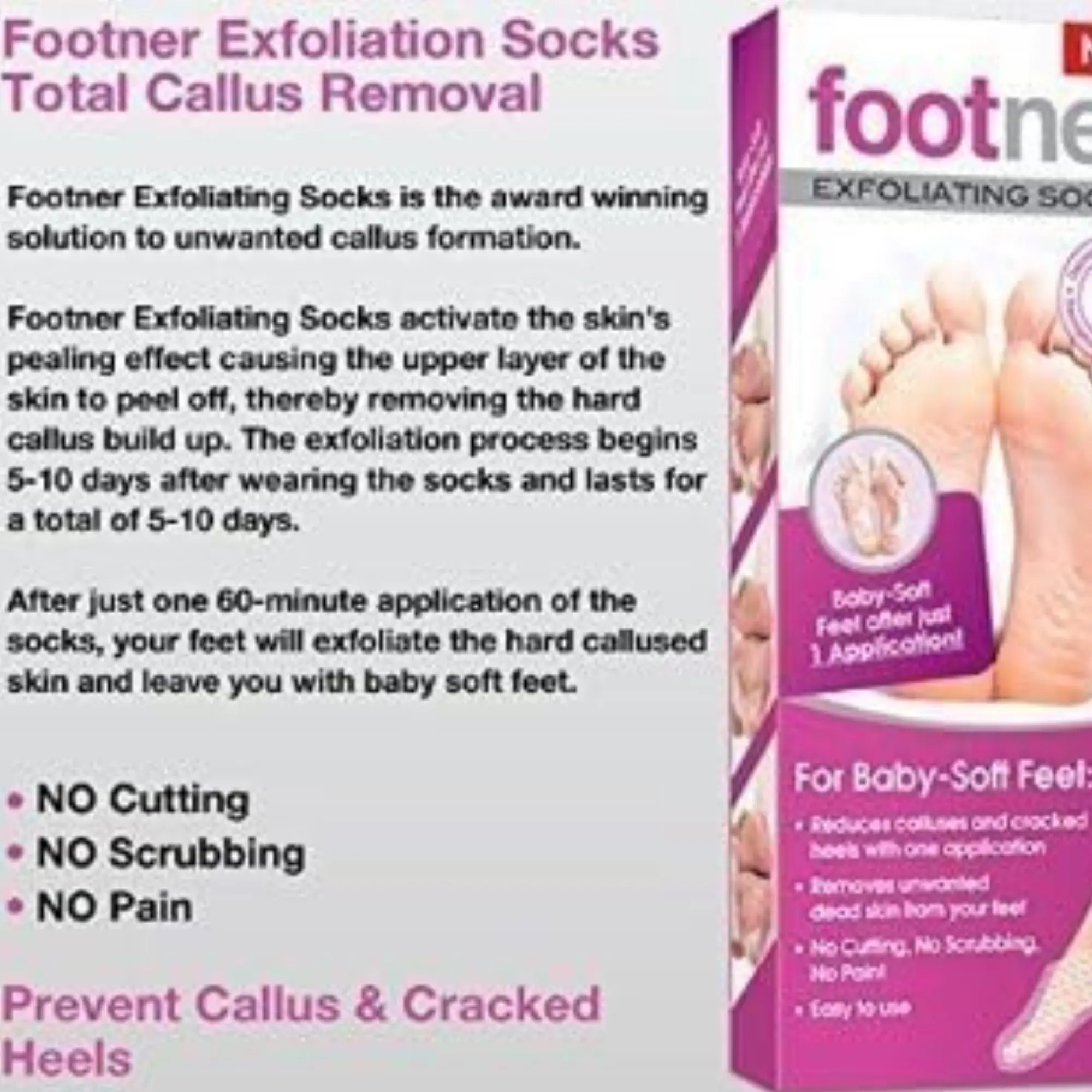 FOOTNER EXFOLIATING SOCKS REMOVES HARD AND DRY SKIN