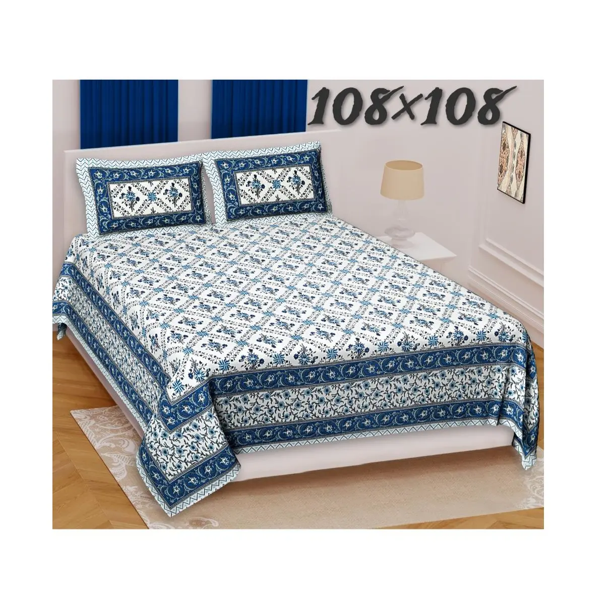 Sprei cetak tekstil kain kustom untuk kamar tidur tamu untuk pengalaman Mewah Tersedia dengan harga murah