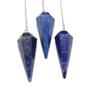 Toptan mükemmel kalite 40mm Faceted Lapis dowli kristal sarkaç el yapımı toplu doğal taş koni Dowsing şifa için - Product Image 1