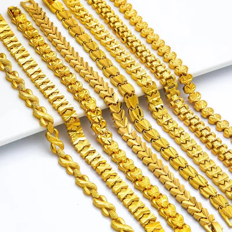 Bracciale in oro ultimi disegni braccialetti con bracciale 24 k placcati in oro, commercio all'ingrosso di gioielli in oro