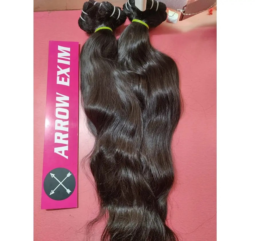 Extensiones de cabello 100 humano, cabello Natural Remy indio sin procesar, estilo superior DHL, color ondulado, doble trama, sedoso, barato