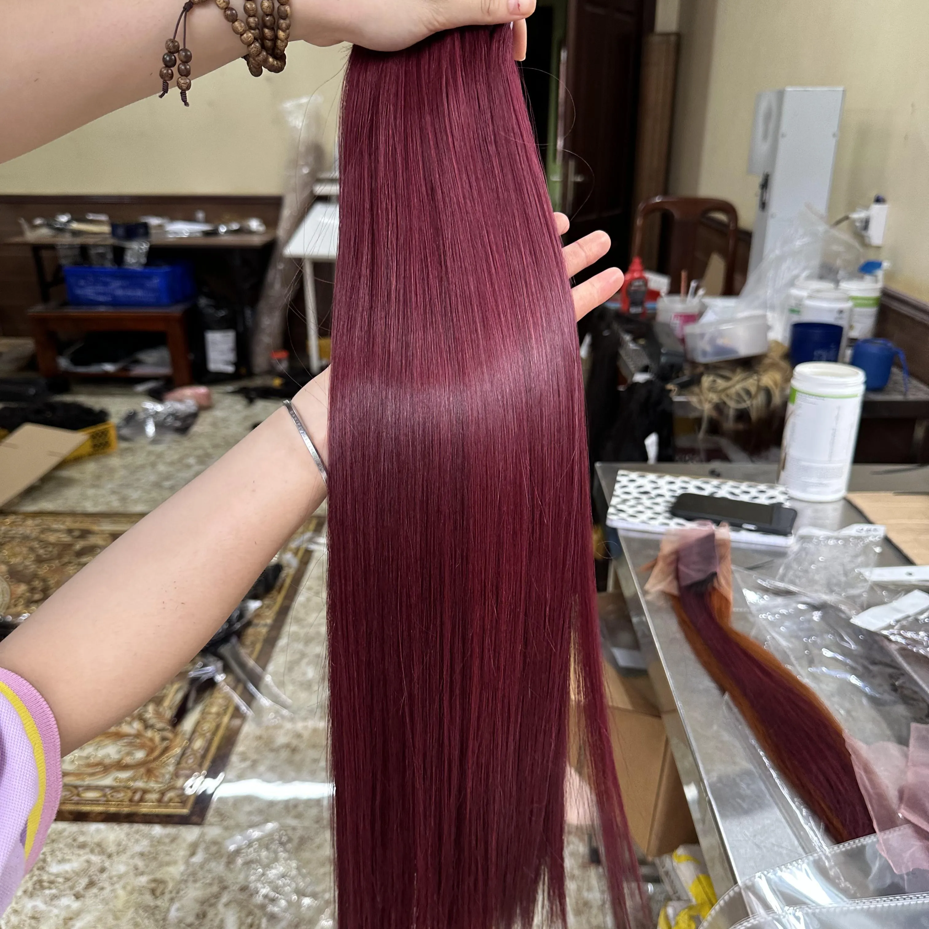 2024 Hot Color Bonestraight Bundles Raw Vietnamese Human Hair for Training Heads for Black Women Female Models