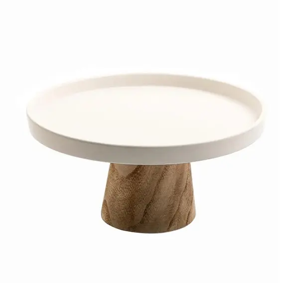 Soporte de Metal con forma redonda para pastel, Base de madera de alta calidad para decoración de sobremesa, servidor de tazas, alta calidad estándar