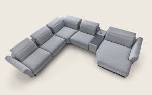 Ý thiết kế hiện đại lisbona bảy chỗ ngồi sô cô la vải Bìa sofa với Chaise longue ngả Bàn cà phê chất lượng cao - Product Image 2