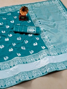 Newly Launched Soft Silk <strong>Sari</strong> with Weaving Silver Jeri and Rich Pallu with Beautiful Border Collection Women's - Product Image 3