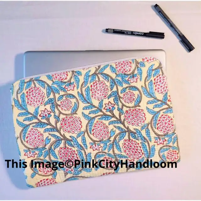 100% сумка для ноутбука из чистого хлопка с цветочным принтом на молнии, стеганая сумка для ноутбука, аксессуары для ноутбука iPad