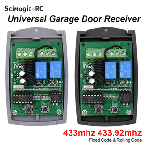 433MHz <strong>Universal</strong> Receiver DC 12V 24V 2CH <strong>Remote</strong> Control Relay Learning <strong>Code</strong> Fixed <strong>Code</strong> Rolling <strong>Code</strong> Module Garage Door Opener