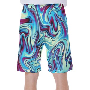 Yaz kullanımı rahat erkekler plaj spor şort gevşek örgü düz Polyester <span class=keywords><strong>erkek</strong></span> yüzmek mayo şort palmiye ağacı baskılı tasarım şort