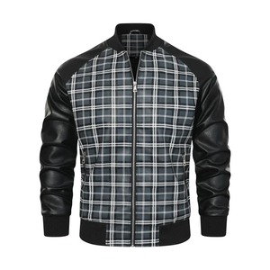 Erkek DERİ CEKETLER ilkbahar ve sonbahar orijinal PU kafes motosiklet uzun ceket yarış ceketi yüksek streetwear erkek giyim