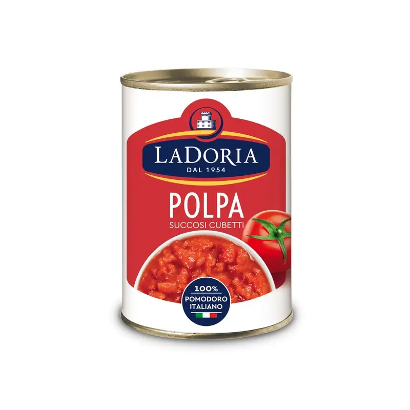 Top Quality 100% Italian La Doria Chopped tomatoes in easy-open cans 24x400g No added salt No OGMFor Export