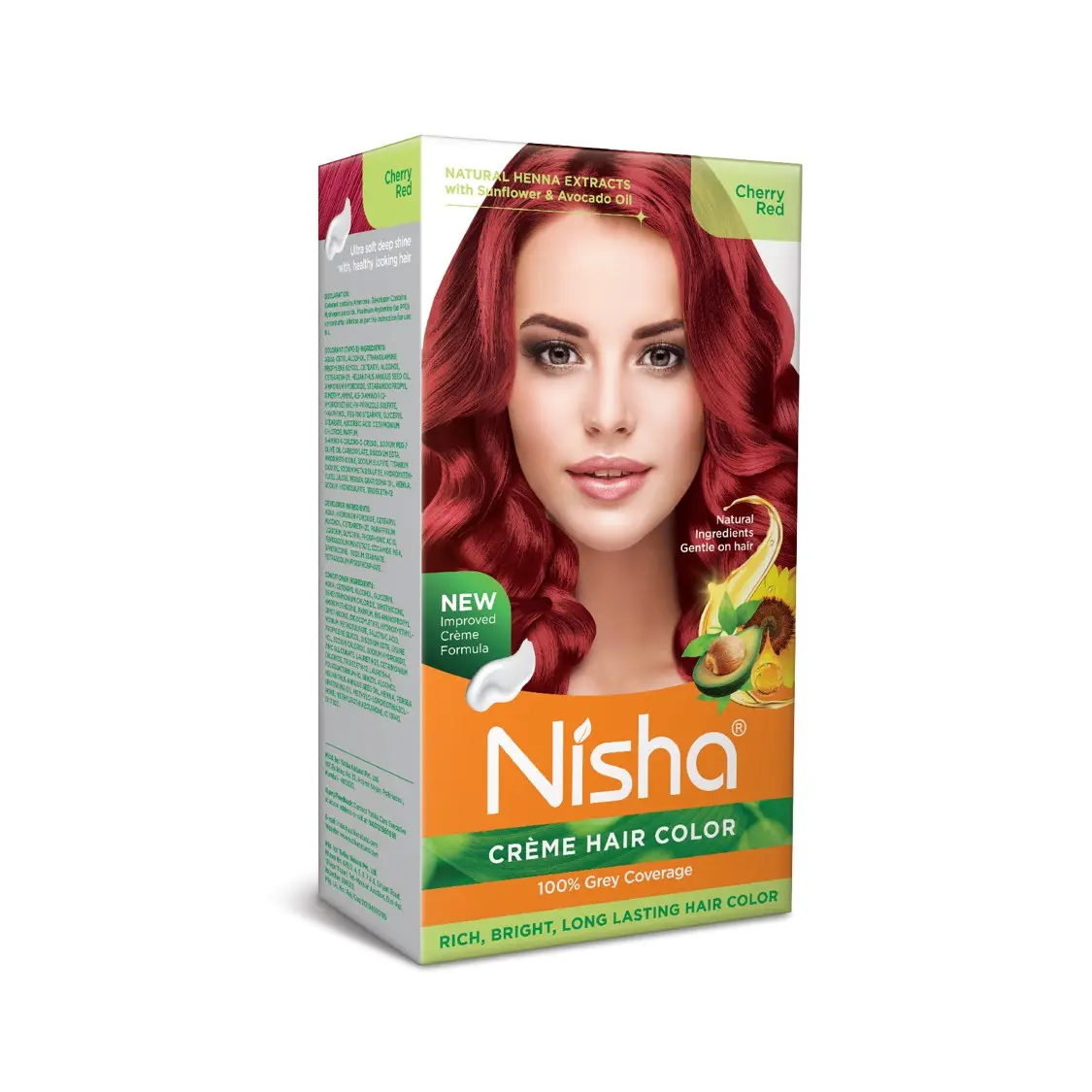 Campione gratuito rosso ciliegia 100% crema naturale colore dei capelli 100% grigio copertura condizionata con erbe naturali 120gm