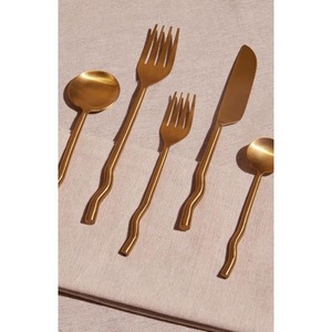Unique stainless steel cutlery set with subtle curves and clean <strong>lines</strong> suitable for weddings and festive celebrations - Product Image 2
