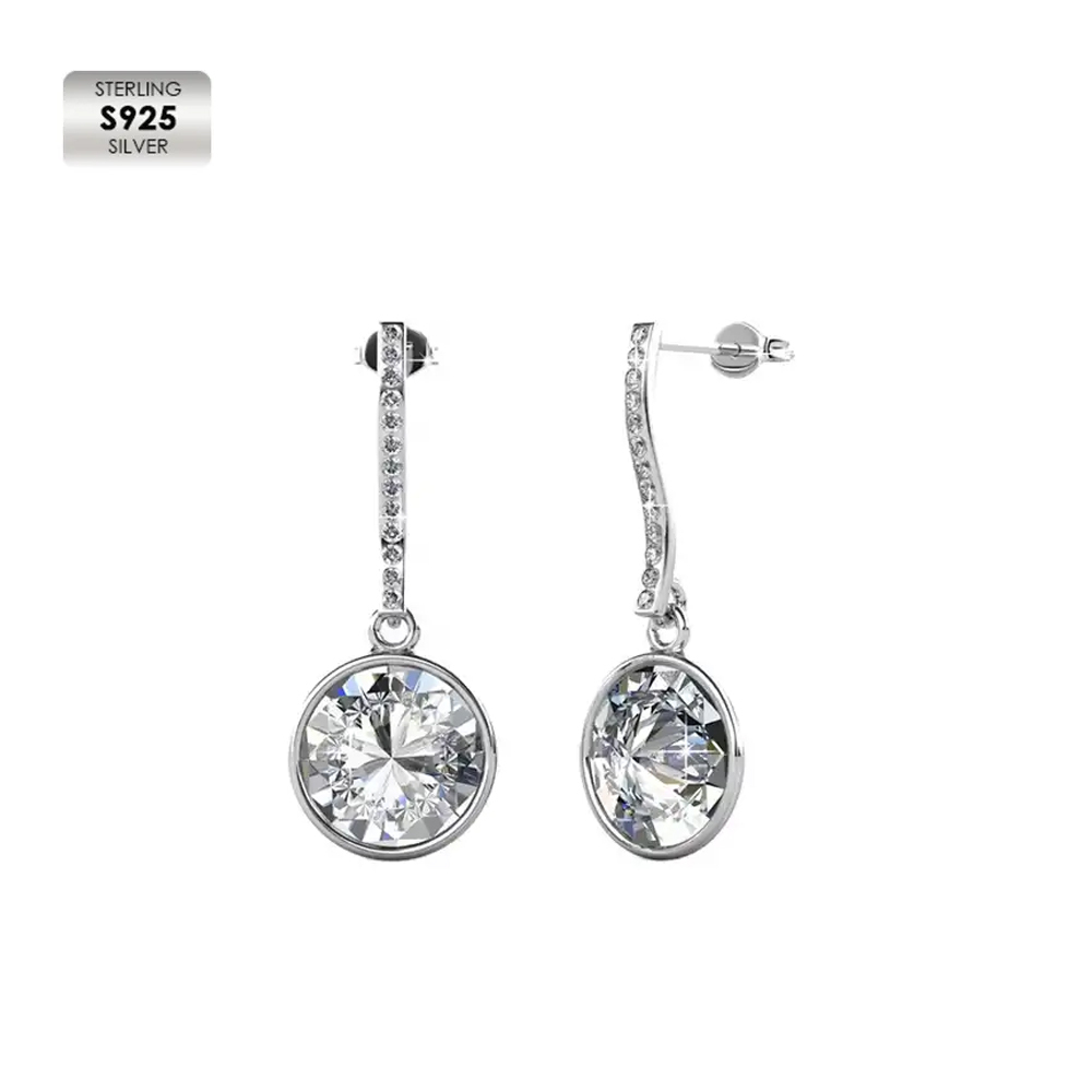 Brass With 18k White Gold Plated Luxury Brand Inspired Earrings