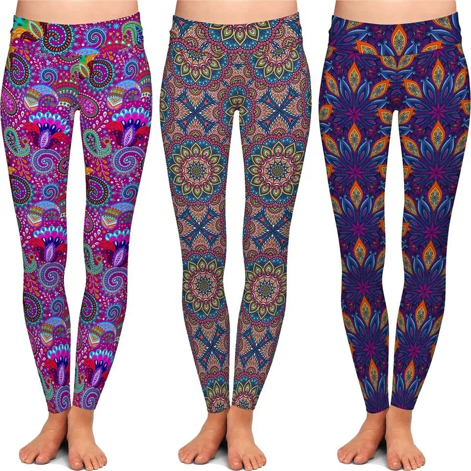 Venta caliente patrón personalizado estampado digital levantamiento de glúteos de longitud completa leggings de Yoga de cintura alta para mujeres