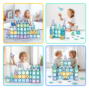 2024 nuevos productos STEM ciencia imán bloques de construcción juguete inteligente color mármol carrera correr azulejos magnéticos para niños - Product Image 4